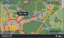 Weergave van een TMC/TMCpro-verkeersmelding op de kaart